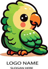 Cute Baby Parrot African Safari Animal logo icon vector white background .