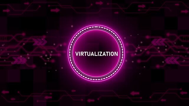 Virtualization text concept head up display (HUD UI) panel and futuristic technology abstract background internet of things animation concepts.