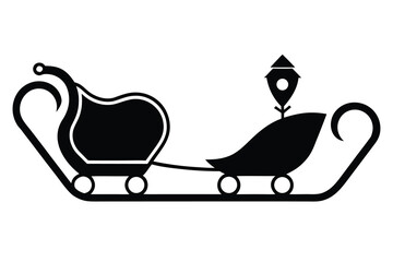 sleigh route map vector icon