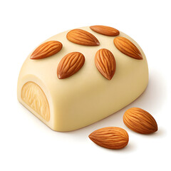 marzipan with almonds isolated on white background 