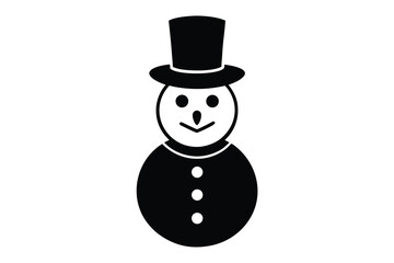 snowman in top hat vector icon