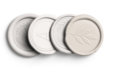 Ivory Vertical Stack of Four Wax Seals with Design