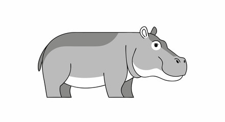 Stylized hippopotamus illustration in neutral colors against a stark white background