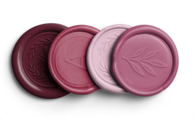 Rosewood Vertical Stack of Four Wax Seals with Design