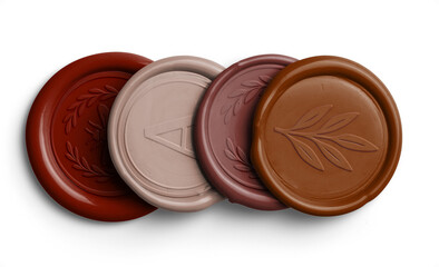 Crimson Vertical Stack of Four Wax Seals with Design