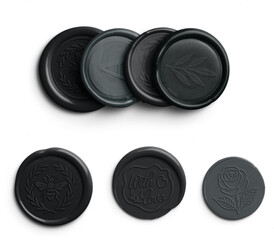 Charcoal Round Wax Seals Set with Design