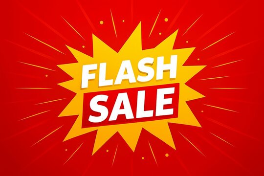 Bold Flash Sale banner with red and yellow burst effect, 4K