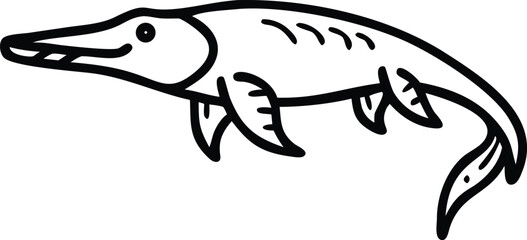 Obraz premium alligator gar line arts with white background