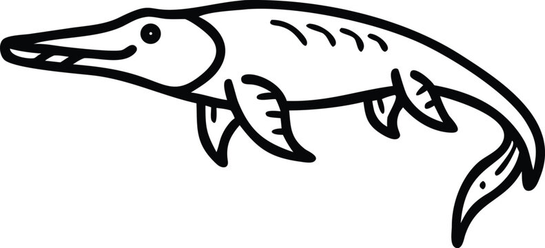 alligator gar line arts with white background