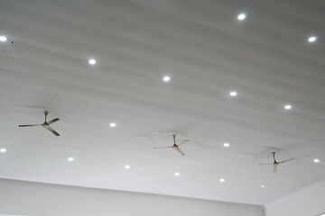Ceiling with Fans and Lights Interior View Bright.