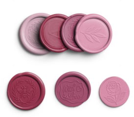 Rosewood Round Wax Seals Set with Design