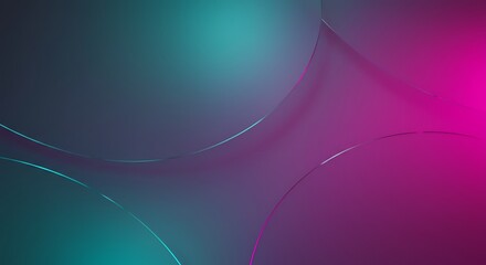Futuristic abstract background with vibrant teal and magenta neon lights. Glowing circular shapes creating visual effects.