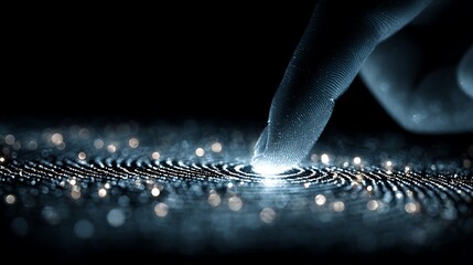 Fingerprint scanner technology identifying a person isolated on white background