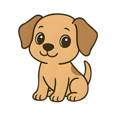 Cute cartoon puppy dog isolated on transparent background