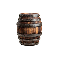 Close up view of the top of a wooden barrel isolated on empty background. 3D Rendering