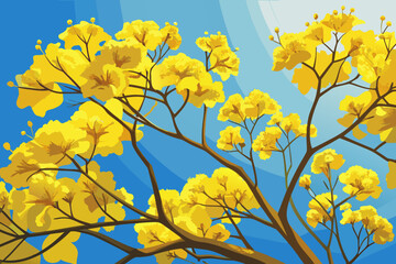 yellow flowers against blue sky