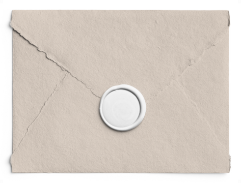 Ivory Handmade Paper Envelope with Wax Seal