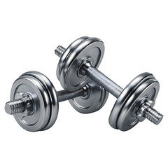 Naklejka premium Chrome dumbbell set isolated on transparent background