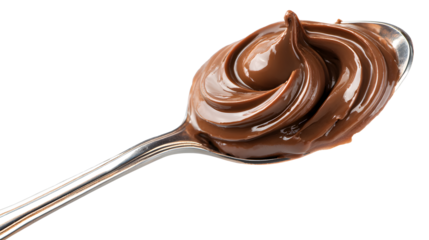 Chocolate cream in a spoon isolated on a white background