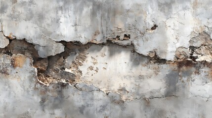 Obraz premium Cracked and weathered concrete wall texture with peeling paint and exposed aggregate details