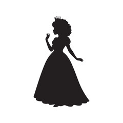 Fototapeta premium Black Girl princess silhouette vector illustration on white background