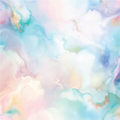 Watercolor Colorful alcohol ink with abstract fluid art technique and golden background, et