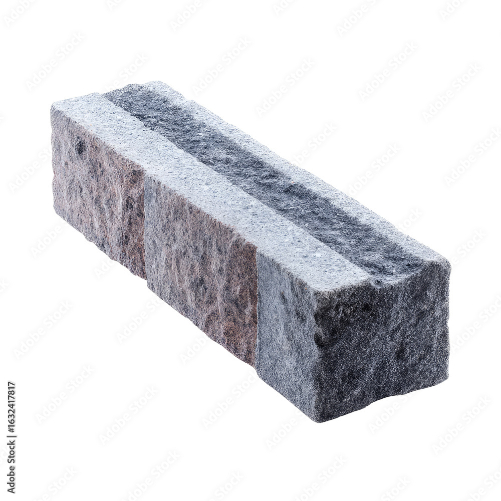 Poster textured stone block with unique color stripes highlighting natural material and design for construc