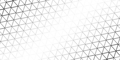 Triangle halftone gradient texture. Black geometric triangular tech pattern background. Abstract fading gradation wallpaper. Vanishing mosaic pop art backdrop for poster, banner, booklet.
