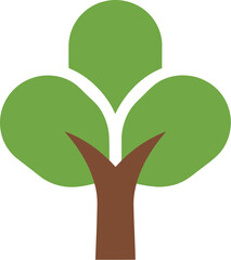 Green simple tree on white, nature and environmental concept