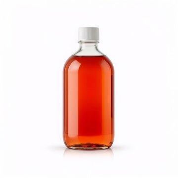 Embalming fluid in a glass bottle on isolated white background  