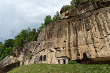 Stone Crows Monastery, a 14th-century cave complex, re-established in 1512, during the reign of ruler Neagoe Basarab. Jgheaburi village, Corbi commune, Arges county, Romania.