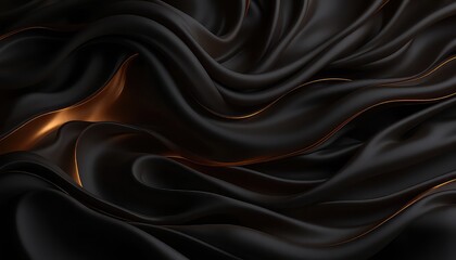 Fototapeta premium Sophisticated black fabric with elegant folds and a warm golden sheen, creating a luxurious and captivating visual texture