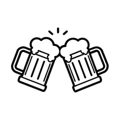  Two beer mugs clinking together in a toast, isolated on white background, perfect for celebrating a special occasion with friends and family, or enjoying a refreshing drink at the bar