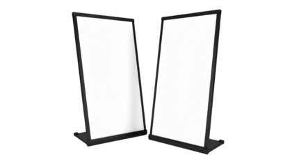 Two blank black frame posters for advertising, promotion, display on transparent background