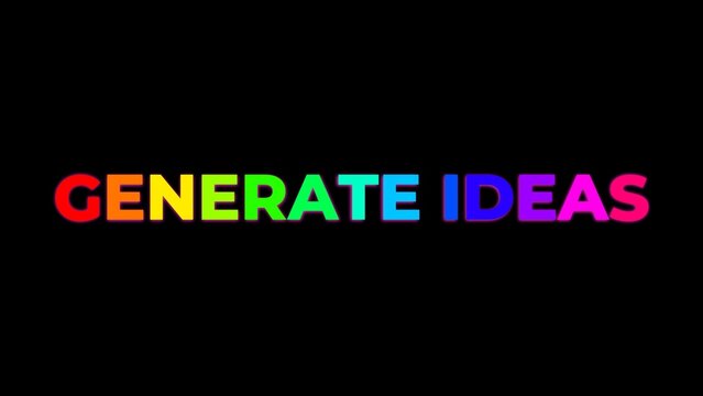 Naklejki Large Text GENERATE IDEAS with randomly colored letters with colors of the rainbow on black