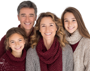 Happy caucasian family portrait isolated on transparent background