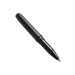 Luxurious black pen lying on white surface with elegant design and fine tip for professional writing and note-taking