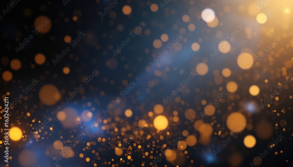 Poster abstract backdrop of floating luminous spots on a dark gradient surface, illuminated by gentle sunli