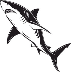 Obraz premium Aggressive shark illustration with sharp teeth and fins
