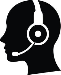 call center agent in profile view silhouette