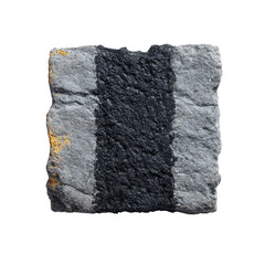 Close-Up View of Textured Rock Surface with Unique Gray and Black Stripes Against a White Background