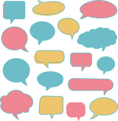 Assorted pastel dialog balloons, colorful message bubbles illustration concept