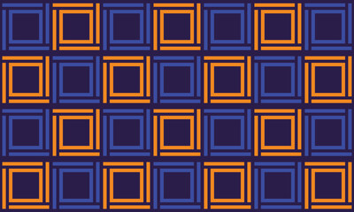 Background pattern seamless square orange and blue on purple color. Abstract texture vector