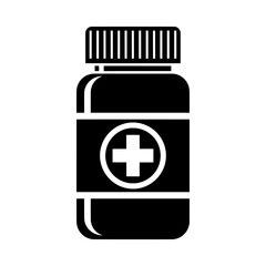 Obraz premium Vector illustration of medicine bottle with a cross symbol isolated on white background