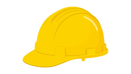 Fototapeta premium Detailed illustration of a yellow hard hat. Essential protective safety helmet for construction, engineering, and industrial workers.