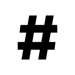 Obraz premium Hashtag silhouette icon vector flat design.
