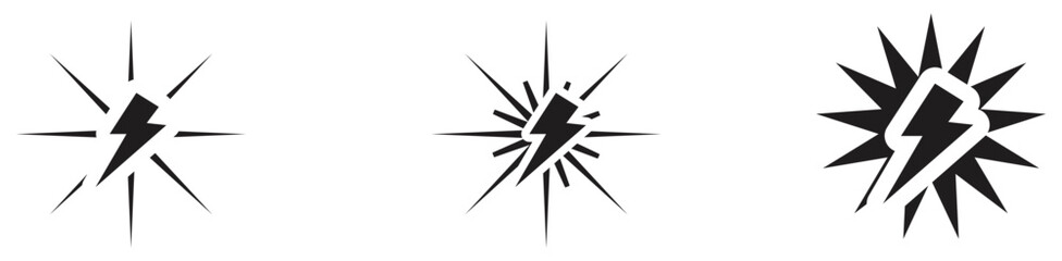 Electric Power Bolt Icon Set Illustration.