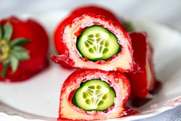 An exotic and fun take on the iconic and viral love strawberry. Cucumber of love or pepino do amor