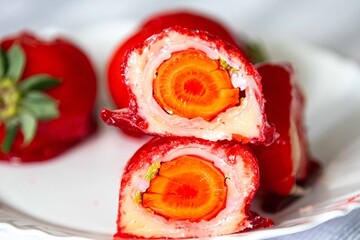 An exotic and fun take on the iconic and viral love strawberry. carrot of love or cenoura do amor