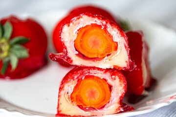 An exotic and fun take on the iconic and viral love strawberry. carrot of love or cenoura do amor